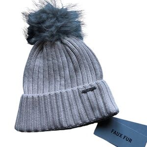 Marc New York Faux Fur Rib Knit Beanie Tan NWT